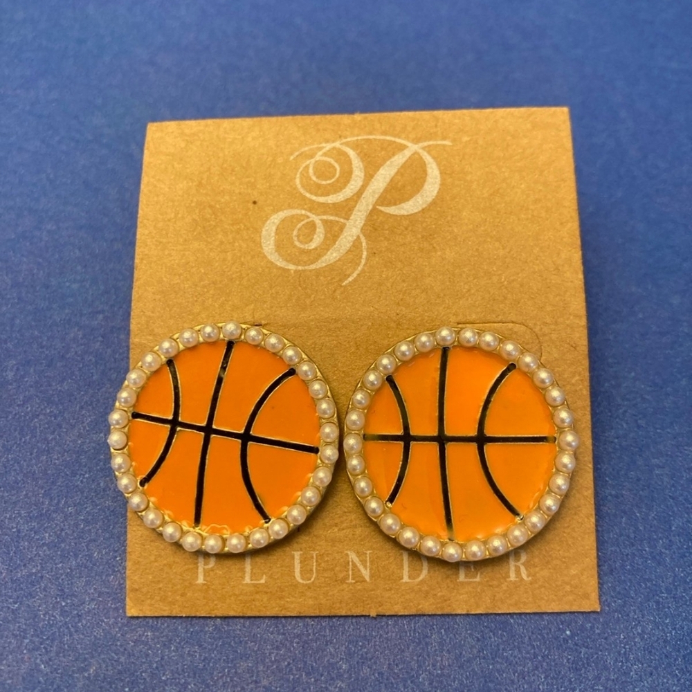 Plunder Orange Basketball Earrings